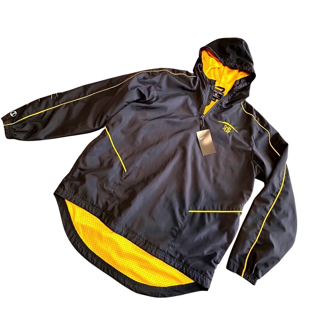 Nike Men's Football MLT Anorak Holloway Windbreaker Jacket Navy Yellow Size M